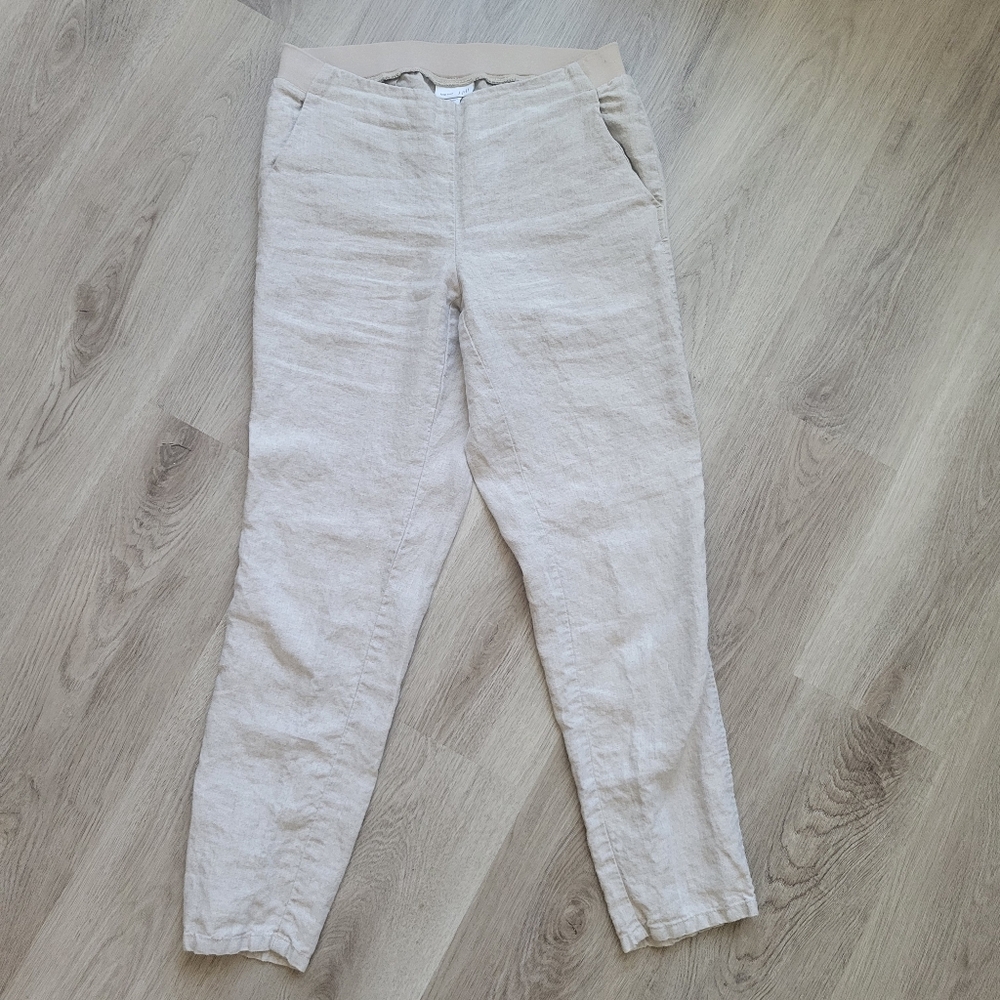 J.Jill Light Cropped Beige Linen Pants